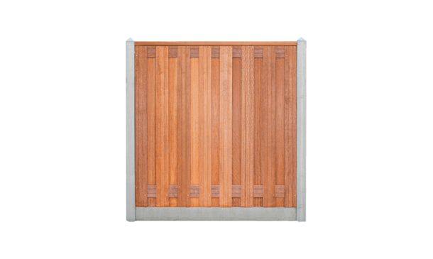 17-planks hardhouten schutting - beton grijs 200cm • Gras en Groen Schuttingen