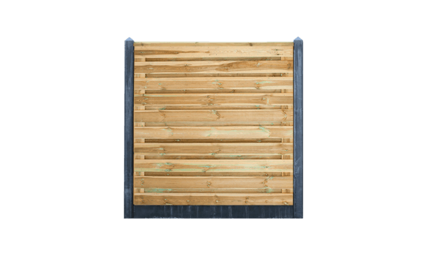 21-planks grenen schutting horizontaal - beton antraciet 200cm • Gras en Groen Schuttingen