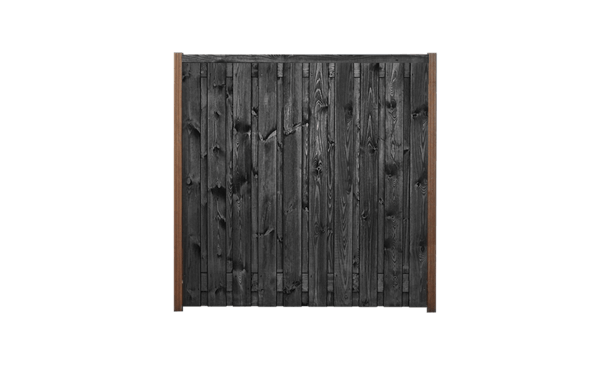 21-planks grenen schutting zwart 180cm- hardhouten palen • Gras en Groen Schuttingen