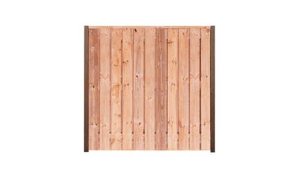 21-planks Red Class Wood schutting 180cm - hardhouten palen • Gras en Groen Schuttingen