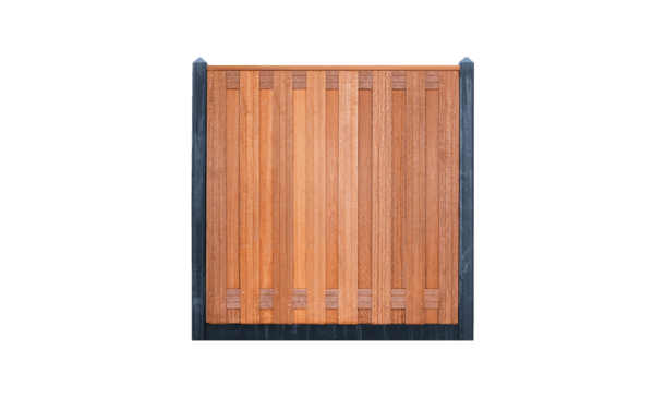 17-planks hardhouten schutting - beton antraciet 200cm • Gras en Groen Schuttingen
