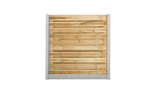 21-planks grenen schutting horizontaal - beton grijs 200cm • Gras en Groen Schuttingen