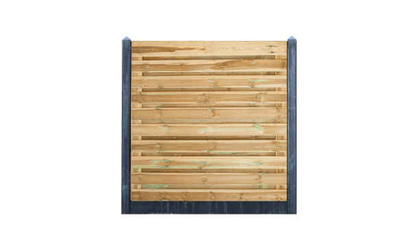 21-planks grenen schutting horizontaal - beton antraciet 200cm • Gras en Groen Schuttingen